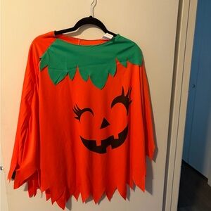 Women’s Pumpkin Costume Poncho- Orange and Green